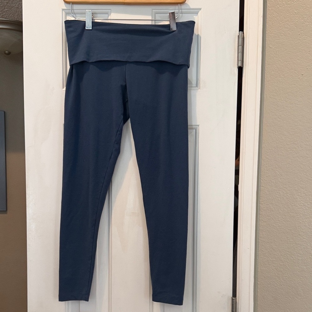 VSX Victoria's Secret 100% Cotton High-Waist Foldover Leggings in Slate Blue